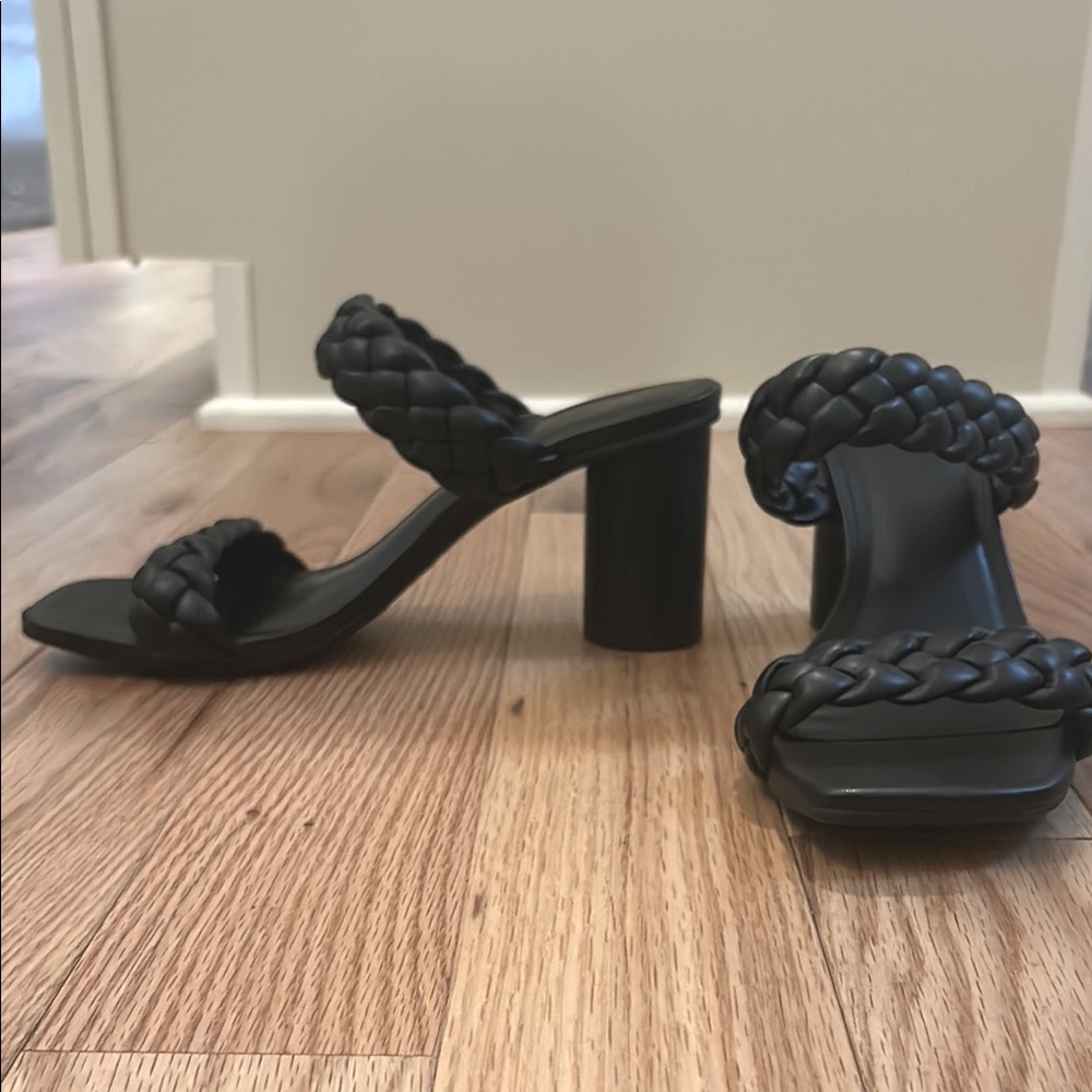 A New Day Elegant Black Braided Heeled Sandals